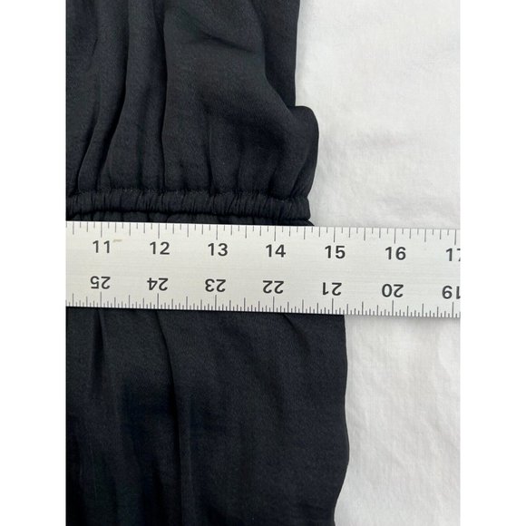 Black Satin Formal Wedding Guest with Drawcord and Cutout Neckline size Large - Picture 15 of 16